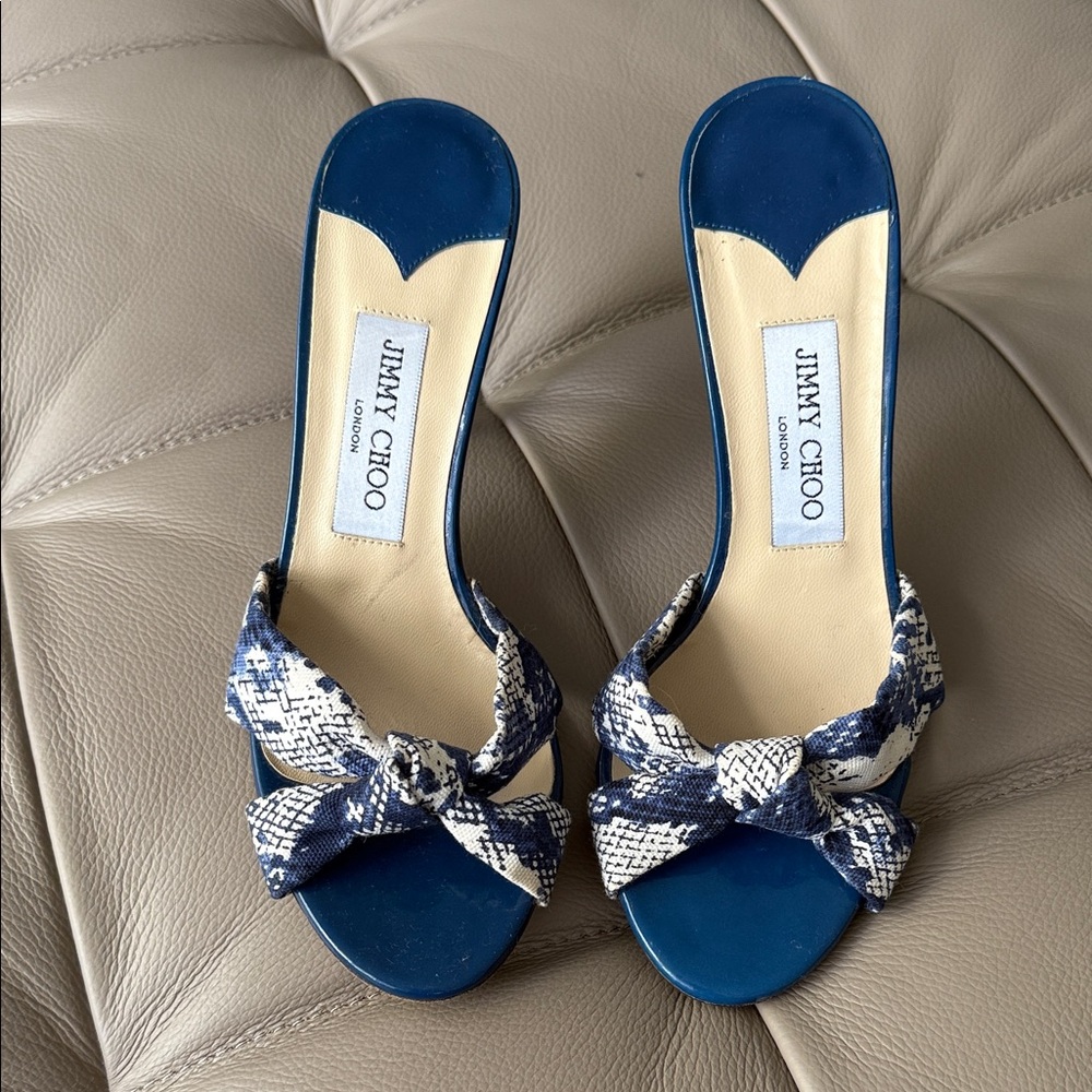Jimmy Choo Blue and White Heels
